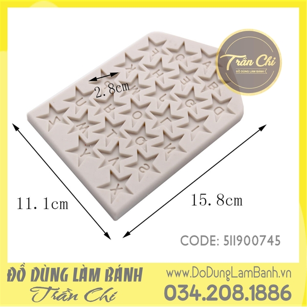 Khuôn silicone Chữ in ngôi sao - Xám