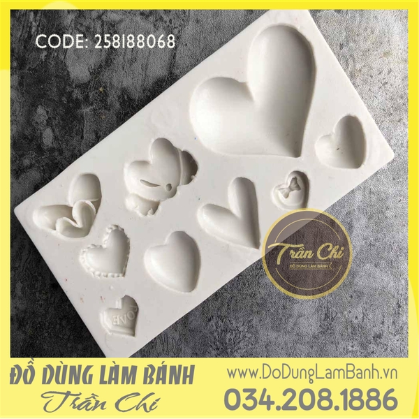 Khuôn silicone Trái tim 9c - Xám