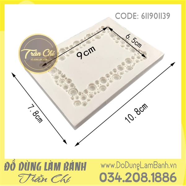 Khuôn silicone Khung ngọc trai chữ nhật - Xám