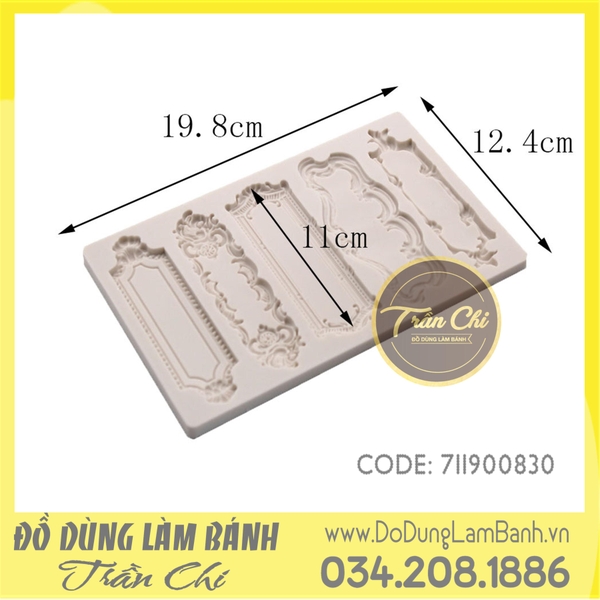 Khuôn silicone Khung tên chữ nhật 5c lớn - Xám