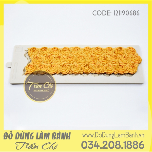 Khuôn silicone Viền thành hoa hồng nổi - Xám (BEST)