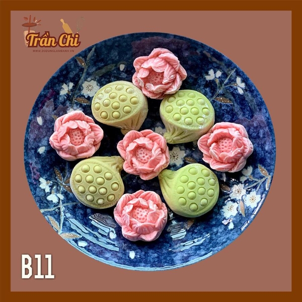 B11 - Combo bộ 4 khuôn silicone chủ đề SEN (Búp, Hoa, Gương, Lá) (11/12)