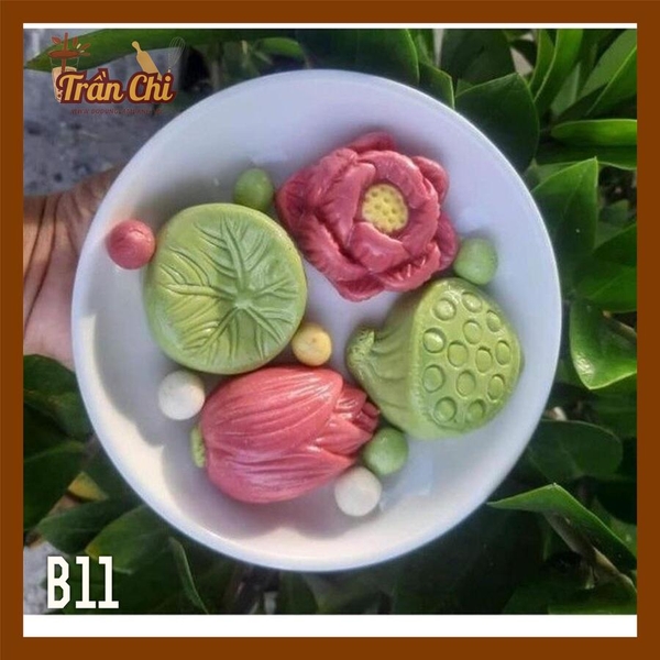 B11 - Combo bộ 4 khuôn silicone chủ đề SEN (Búp, Hoa, Gương, Lá) (11/12)