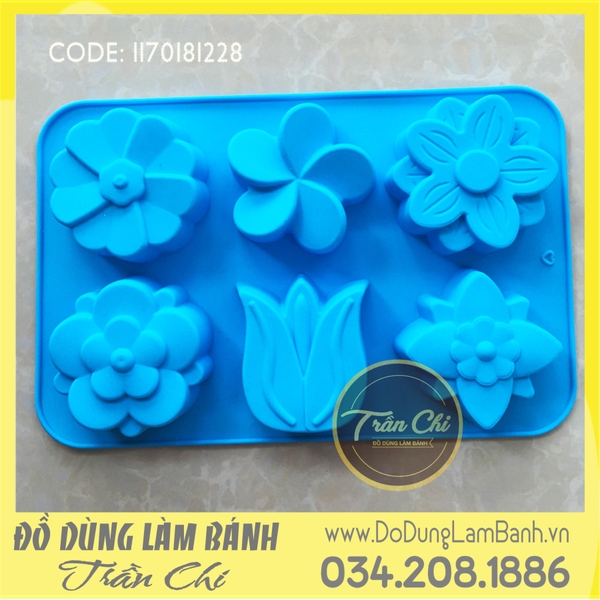 Khuôn silicone vỉ Hoa đủ loại 6c LỚN
