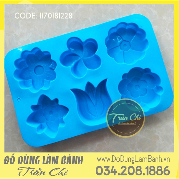 Khuôn silicone vỉ Hoa đủ loại 6c LỚN