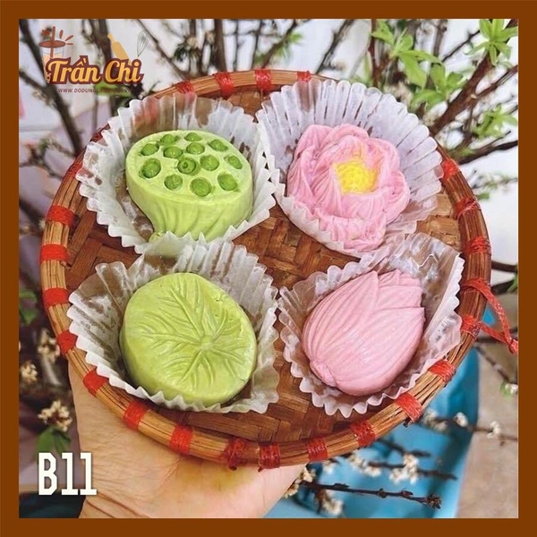 B11 - Combo bộ 4 khuôn silicone chủ đề SEN (Búp, Hoa, Gương, Lá) (11/12)