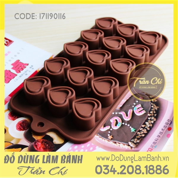 Khuôn silicone Trái tim viền đôi 15c
