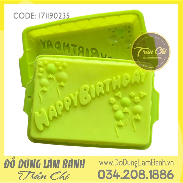 Khuôn chữ nhật Happy Birthhday bong bóng - LỚN