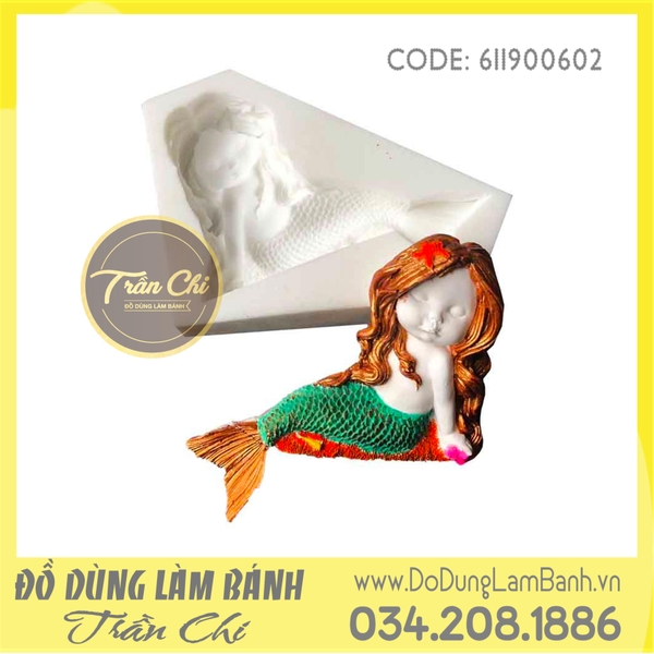 Khuôn silicone Nàng tiên cá ngồi - Xám