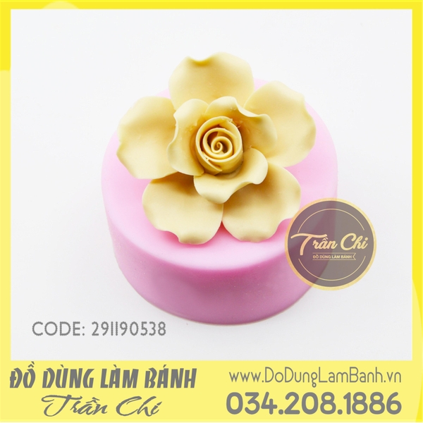 Khuôn silicone hoa Hồng cánh xoăn xòe 8 cánh (0538)