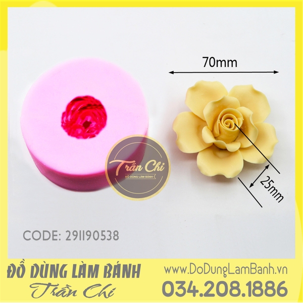 Khuôn silicone hoa Hồng cánh xoăn xòe 8 cánh (0538)