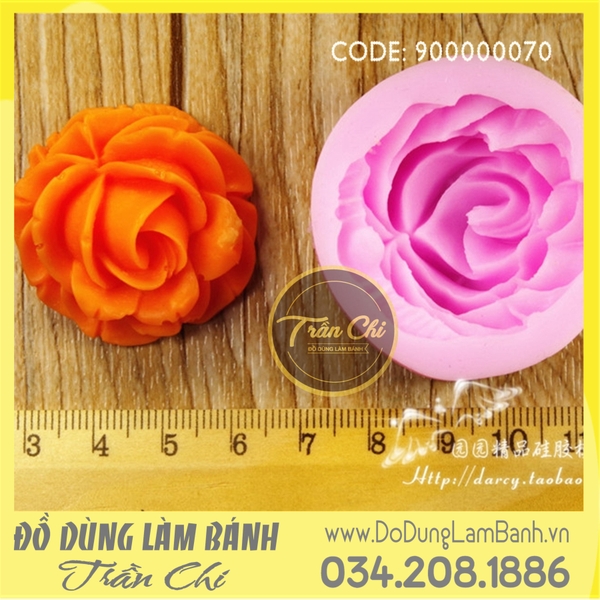 Khuôn silicone hoa Hồng nằm nghiêng 1c