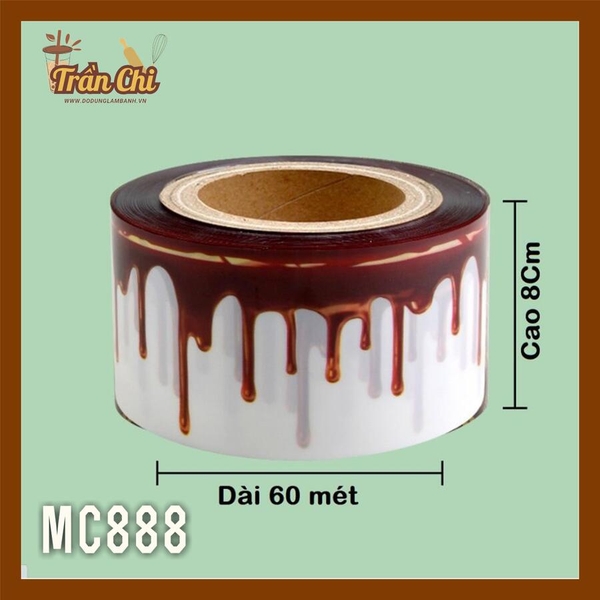 MC888 - Cuộn MICA nilong mẫu SOCOLA NÂU CHẢY quấn thành bánh CỨNG - Cao 8cm x 1kg (11/12)