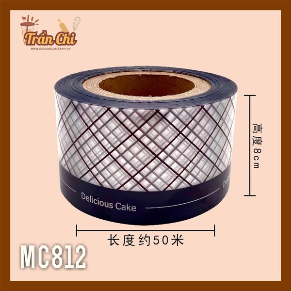 MC812 - Cuộn MICA nilong mẫu SỌC TRẮNG ĐEN quấn thành bánh CỨNG - Cao 8cm x 1kg (11/12)