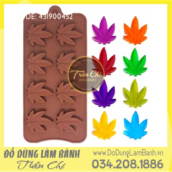 Khuôn silicone vỉ Lá phong 8c nâu