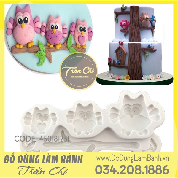Khuôn silicone 3 cú bay trên cành lớn - Xám