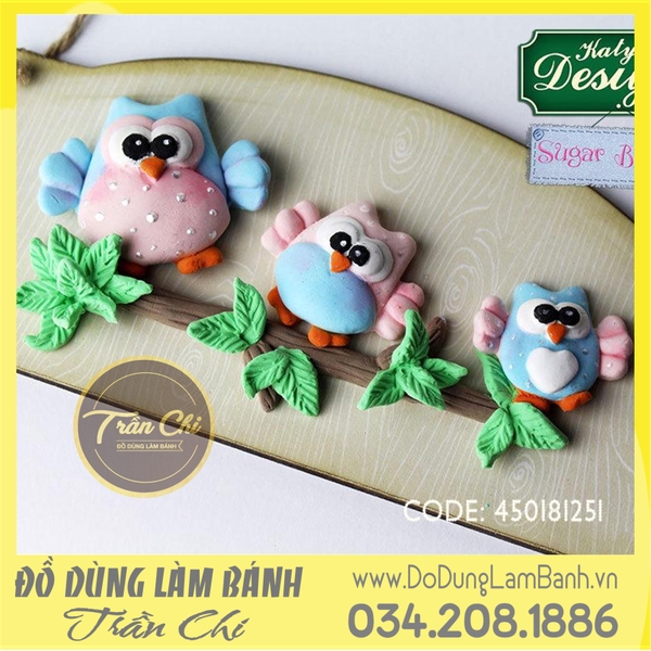 Khuôn silicone 3 cú bay trên cành lớn - Xám