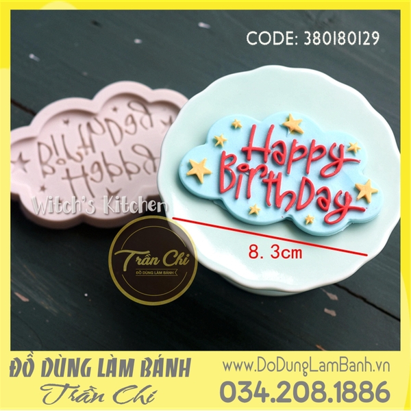 Khuôn silicone chữ Happy Birthday sao hình mây