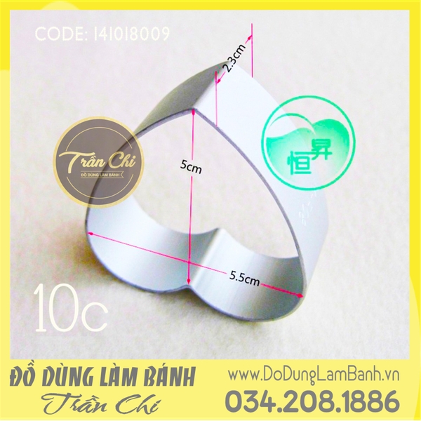 DTT10 - Khuôn ấn bánh dứa - Hình TRÁI TIM - Lốc 10 cái (11/10)