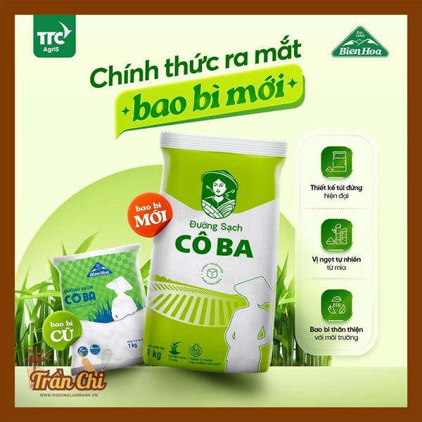 Đường CÁT Trắng Sạch CÔ BA Xanh Lá Biên Hòa - 1KG (25/11) (B20)