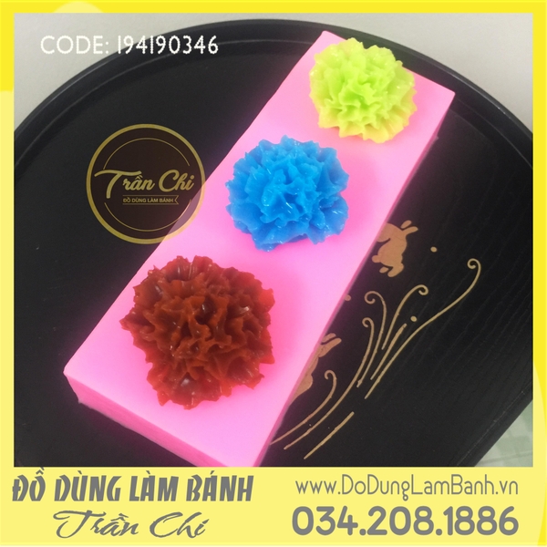 SF0955 - Khuôn silicone hoa Cẩm Chướng Kép 3c (13/12)