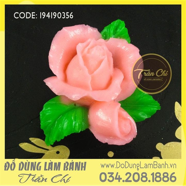 Khuôn silicone Hồng búp và nụ kèm 3 lá