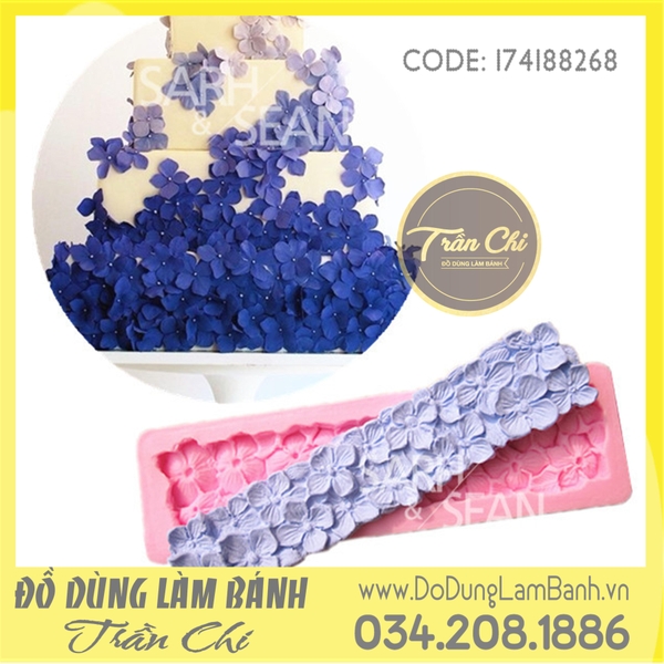 Khuôn silicone Viền thành hoa Cẩm Tú Cầu (SV9302)