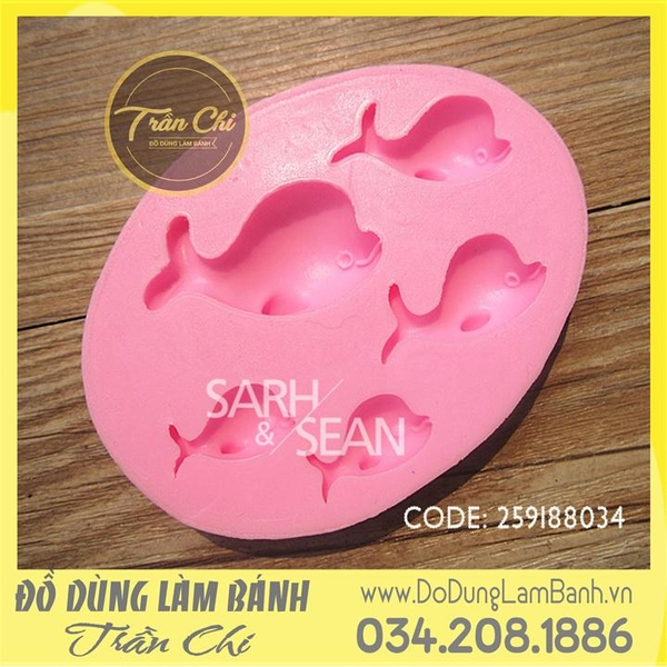 Khuôn silicone Cá heo 5c oval
