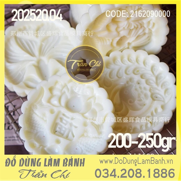 Khuôn TTLX 200-250gr - 04 mặt tròn (Đôi cá VÀNG, Chim, Cẩm Chướng, Chùm hoa Sakura) (202520.04)