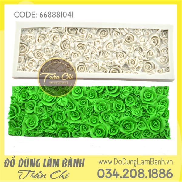 Khuôn silicone Viền thành hoa hồng lớn nhỏ và lá (BEST)