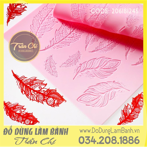 Khuôn silicone Fondant lace tấm Lông vũ