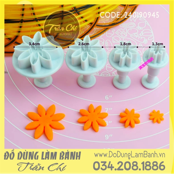 Bộ ấn nhựa - Hình HOA CÚC 8 cánh 4c