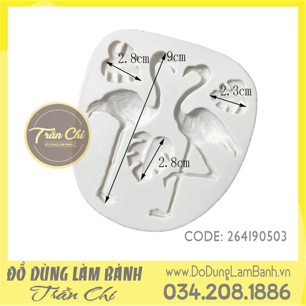 Khuôn silicone Hồng hạc Flamingo và lá nhỏ (SL9382)