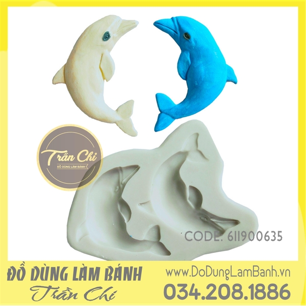 Khuôn silicone Cá heo nhảy 2c - Xám