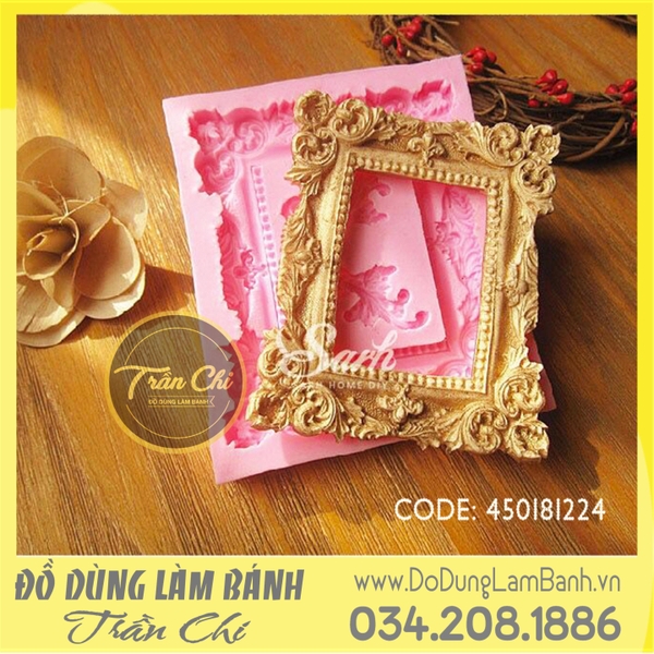 Khuôn silicone Khung Vintage chữ nhật lớn