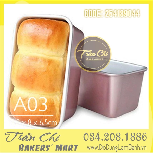 LA03 - Khuôn LOAF nhôm đúc chữ nhật Bánh Mì - A03 (13.8x8x6.5cm) (4/6)