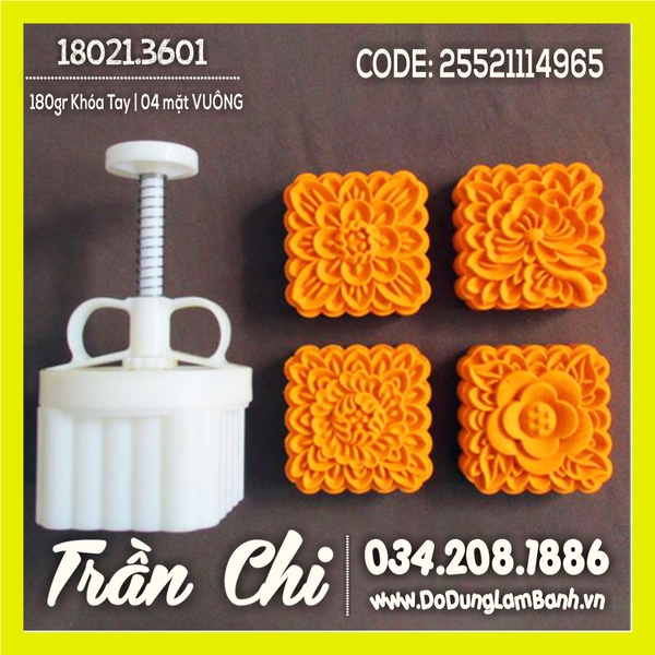 Khuôn TTLX 180gr khóa tay - 04 mặt VUÔNG hoa văn Hoa (18021.3601)