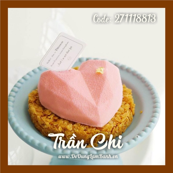 VT2722 - Khuôn silicone vỉ Trái TIM KIM CƯƠNG 6c (8/2)