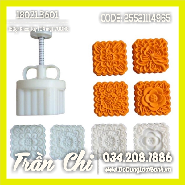 Khuôn TTLX 180gr khóa tay - 04 mặt VUÔNG hoa văn Hoa (18021.3601)