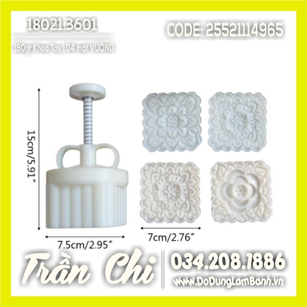 Khuôn TTLX 180gr khóa tay - 04 mặt VUÔNG hoa văn Hoa (18021.3601)