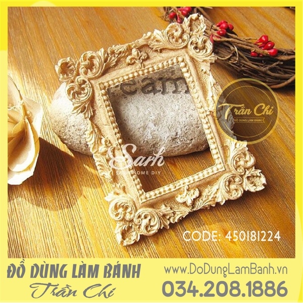 Khuôn silicone Khung Vintage chữ nhật lớn