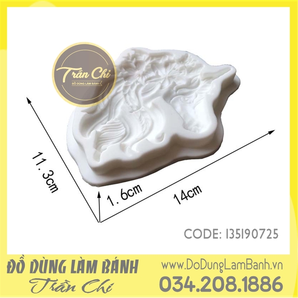 Khuôn silicone Ngựa UNICORN cài hoa nghiêng - Size LỚN - Xám