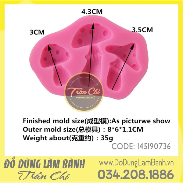 Khuôn silicone Nấm 3c nhỏ
