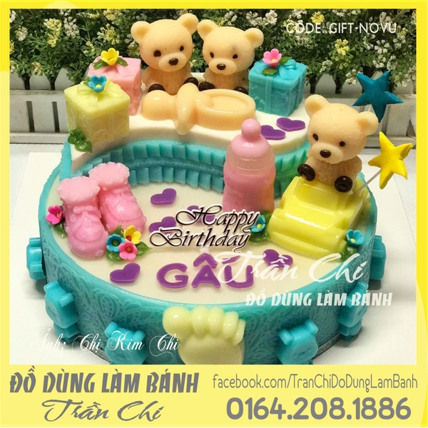 Khuôn silicone Gói quà 3D cột nơ vuông