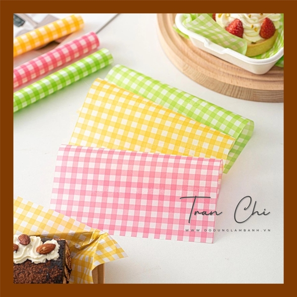 CRX01 - Giấy Lót hộp Bả Mía 18x18cm - CARO XANH LÁ - Xấp 97-100t (5/6)