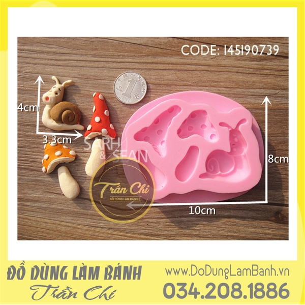 Khuôn silicone Nấm 2c và ốc sên