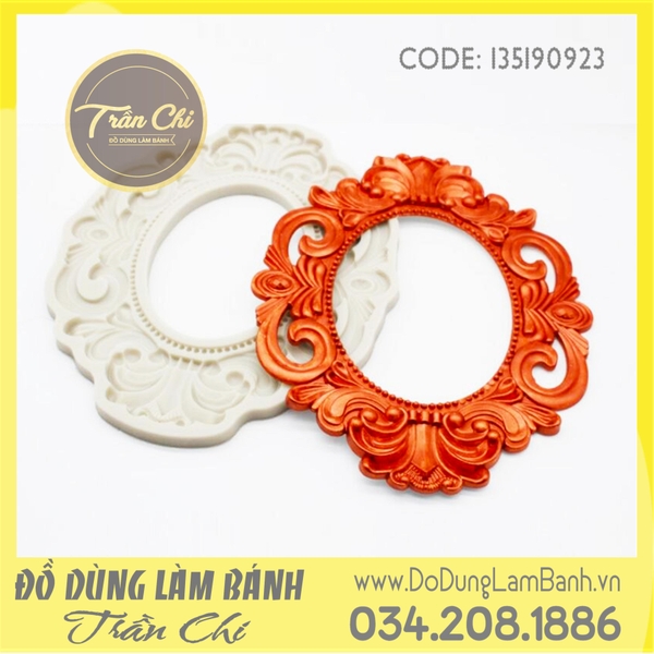 Khuôn silicone Vòng hoa văn Vintage tròn LỚN - Xám