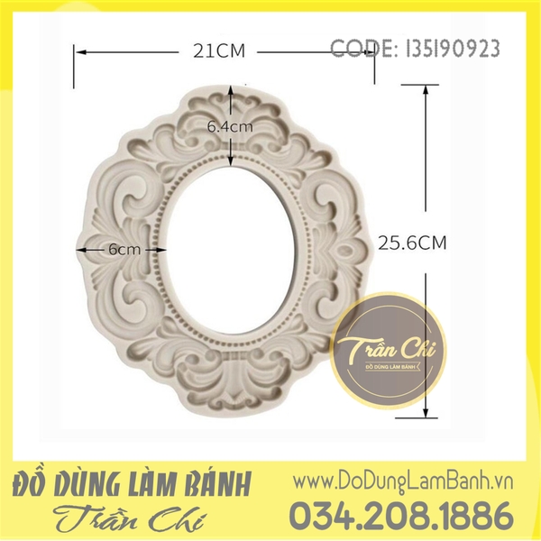 Khuôn silicone Vòng hoa văn Vintage tròn LỚN - Xám
