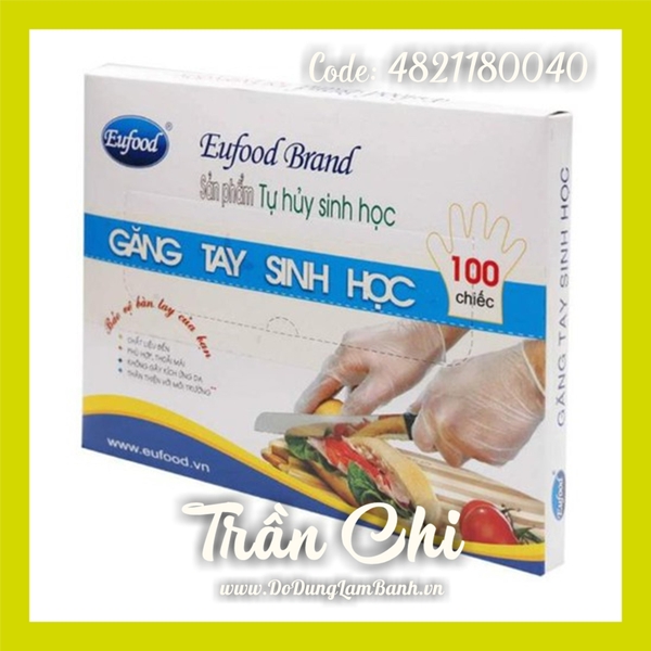 Găng tay nilong tự hủy sinh học EUFOODS - Hộp 97-100c