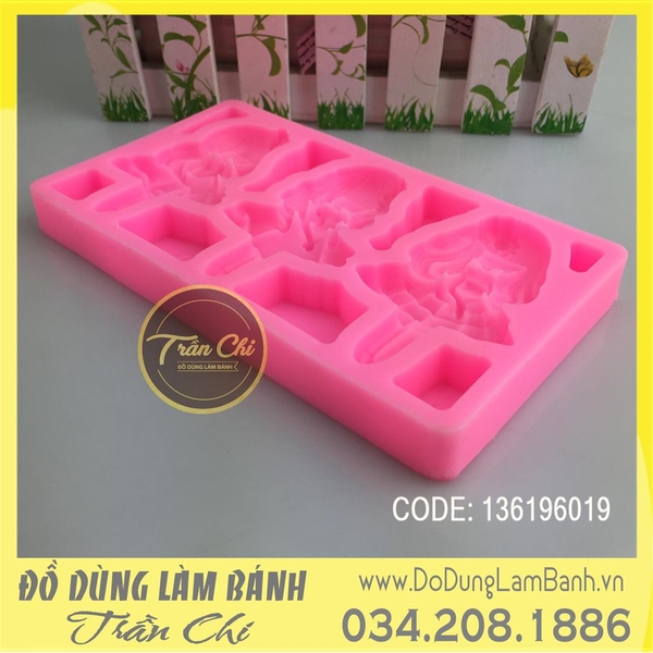 Khuôn silicone 3 cô gái tóc xoăn